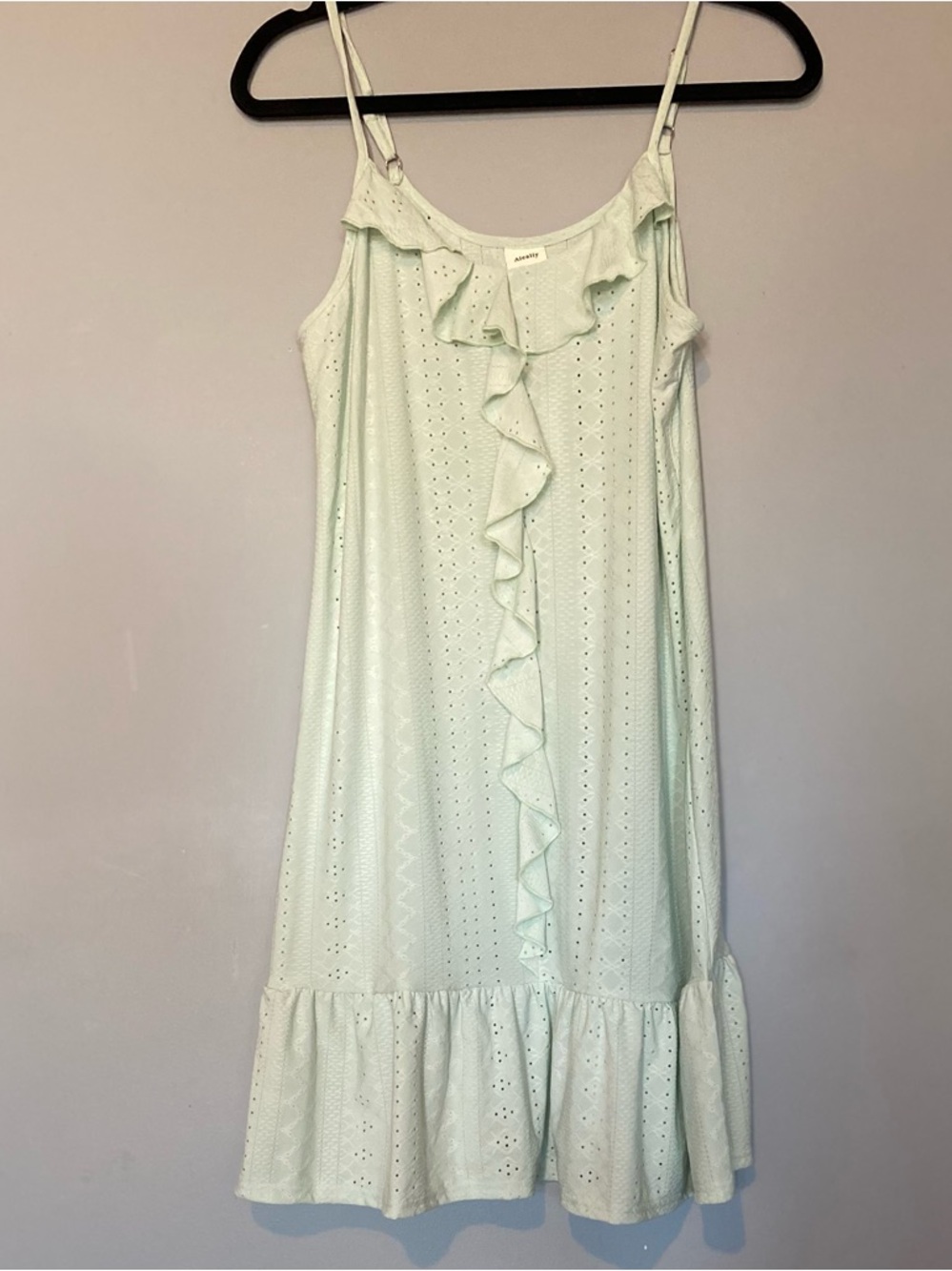 Light Mint Ruffle Eyelet Slip Dress - Casual Summer Dress